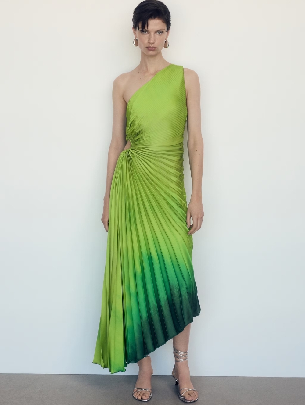 MNG Asymmetrical pleated dress